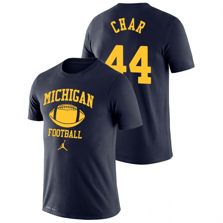 Michigan Wolverines Men's NCAA Jared Char #44 Navy Retro Lockup Legend Performance College Football T-Shirt AMX5349EC